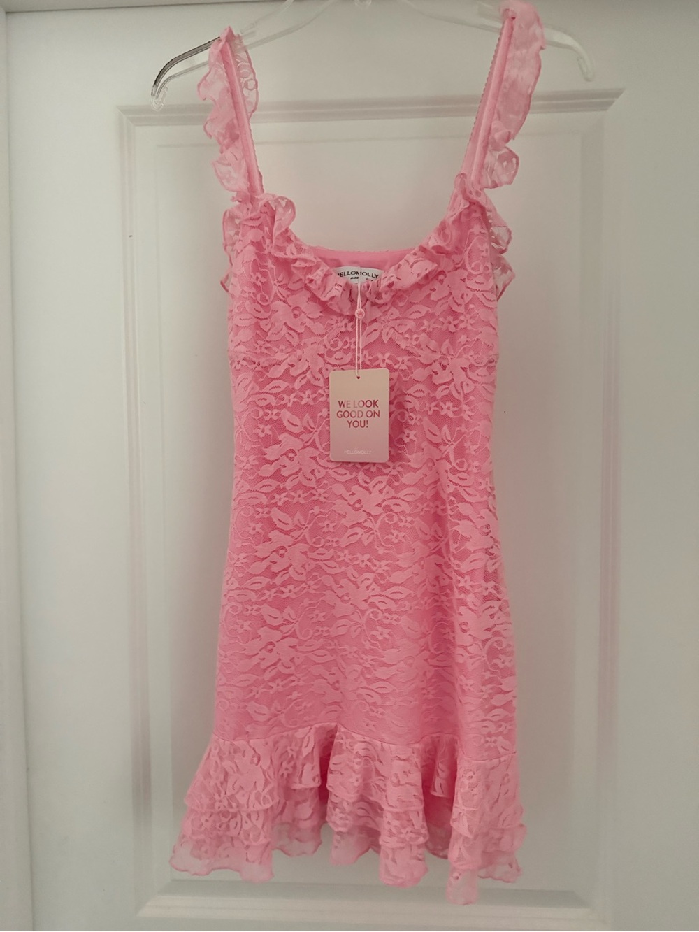 Hello Molly Pink Lace Ruffle Mini Dress - Picture 14 of 14